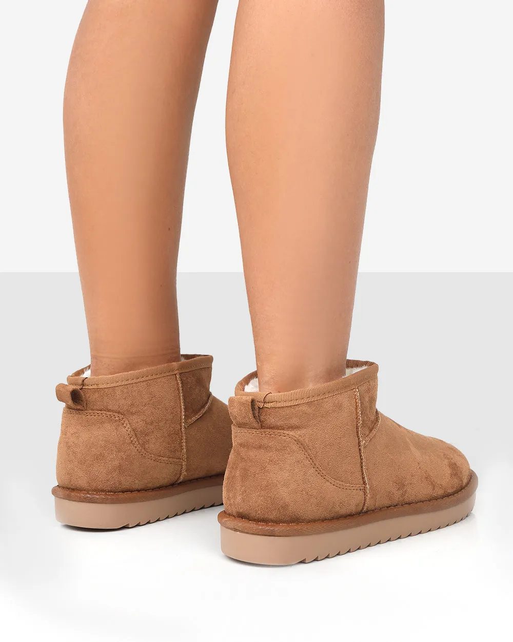 Frosty Tan Faux Suede Ultra Mini Boots