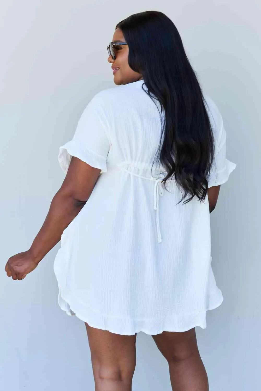 Full Size Ruffle Hem Dress with Drawstring Waistband