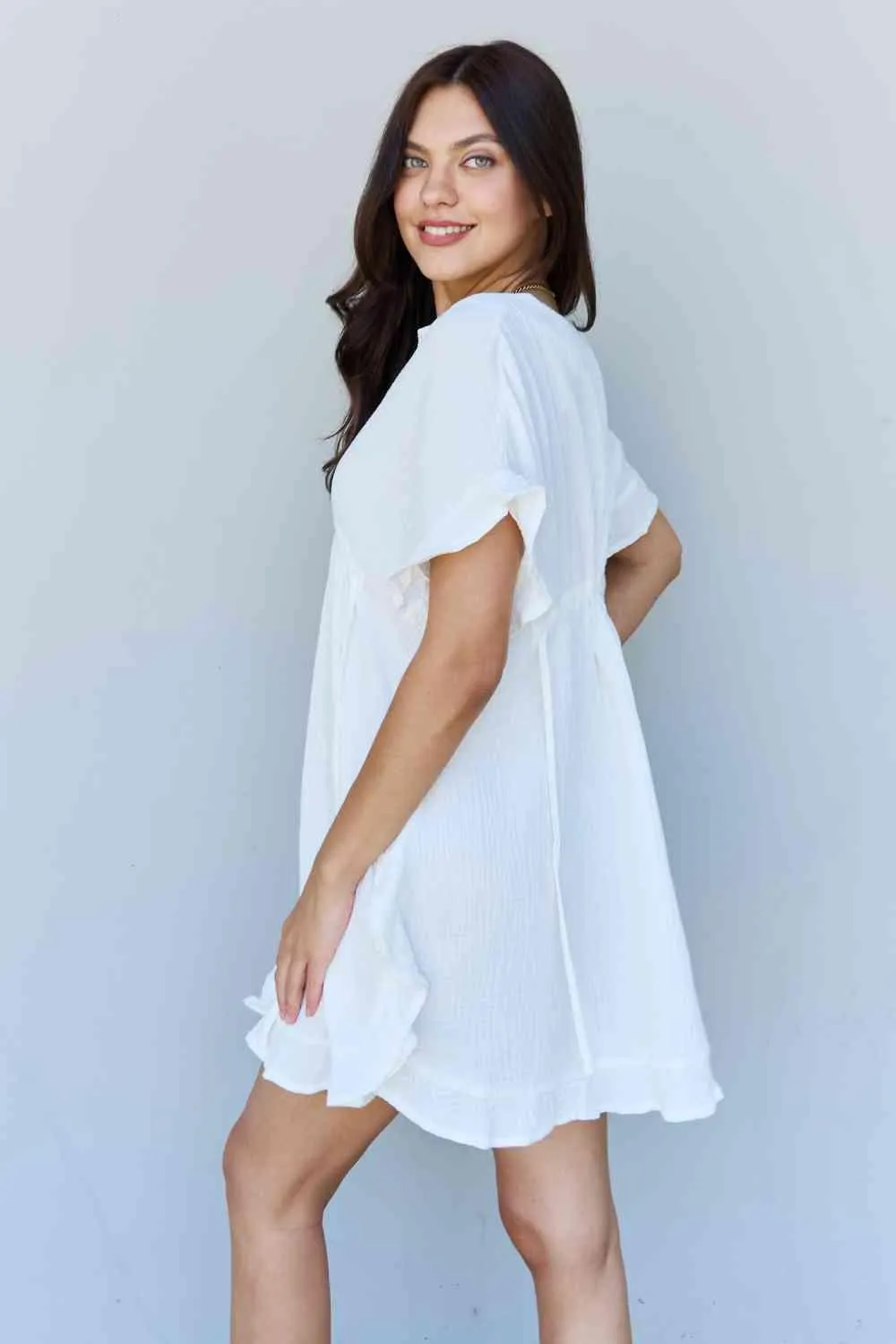 Full Size Ruffle Hem Dress with Drawstring Waistband