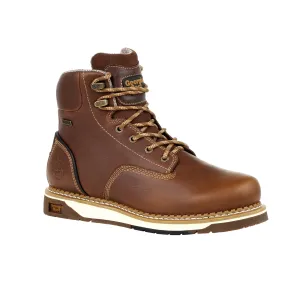 Georgia Mens Brown Leather Amp Wedge ST WP Work Boots