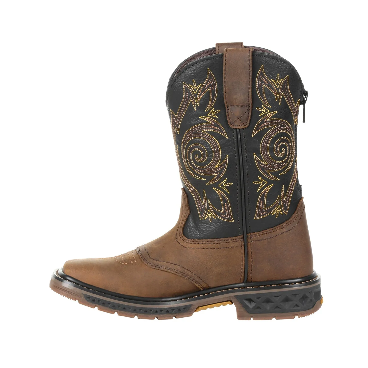 Georgia Youth Brown/Black Leather Carbo-Tec LT Pull-On Cowboy Boots