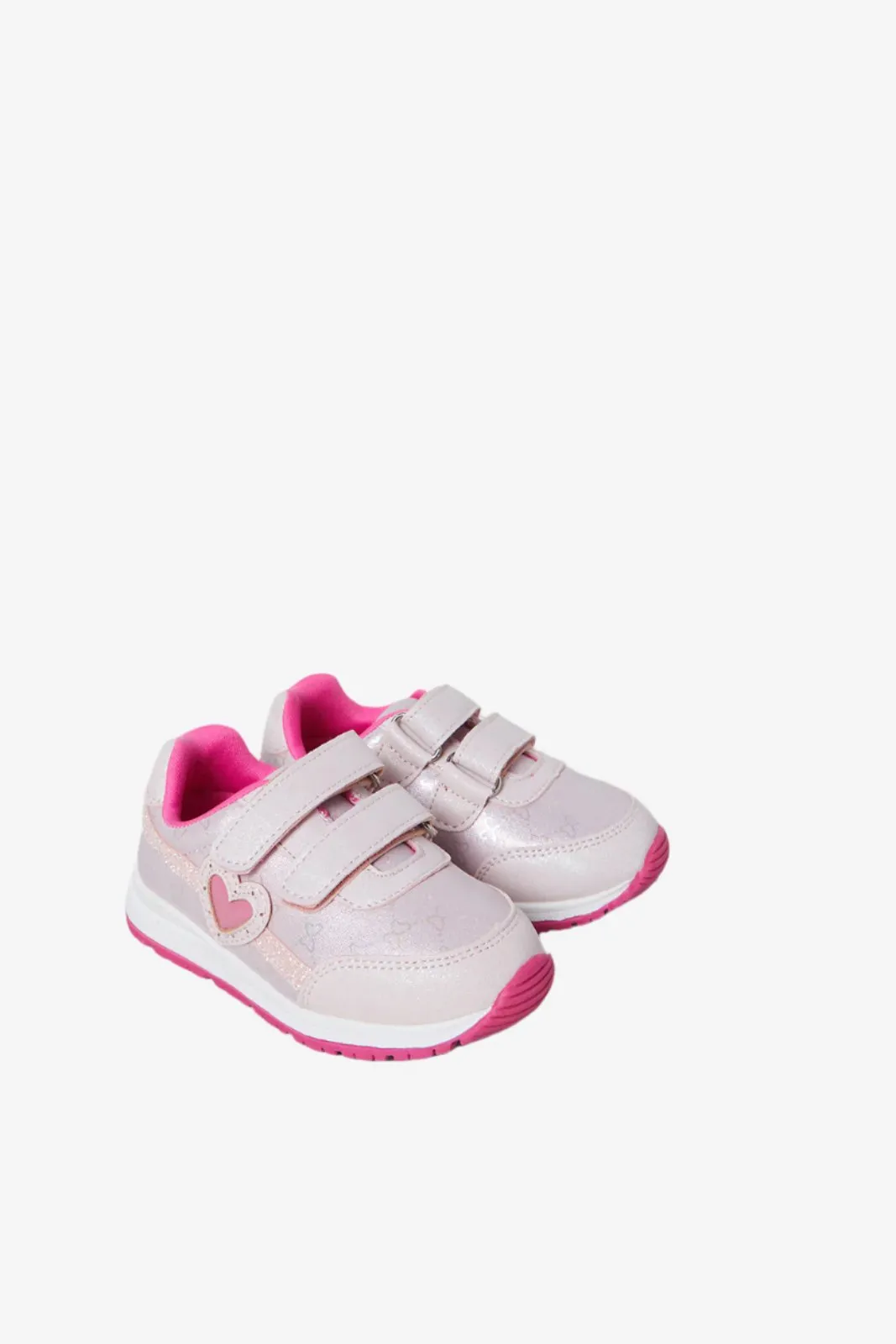 Girls Pink Heart Print Colour Block Sneakers