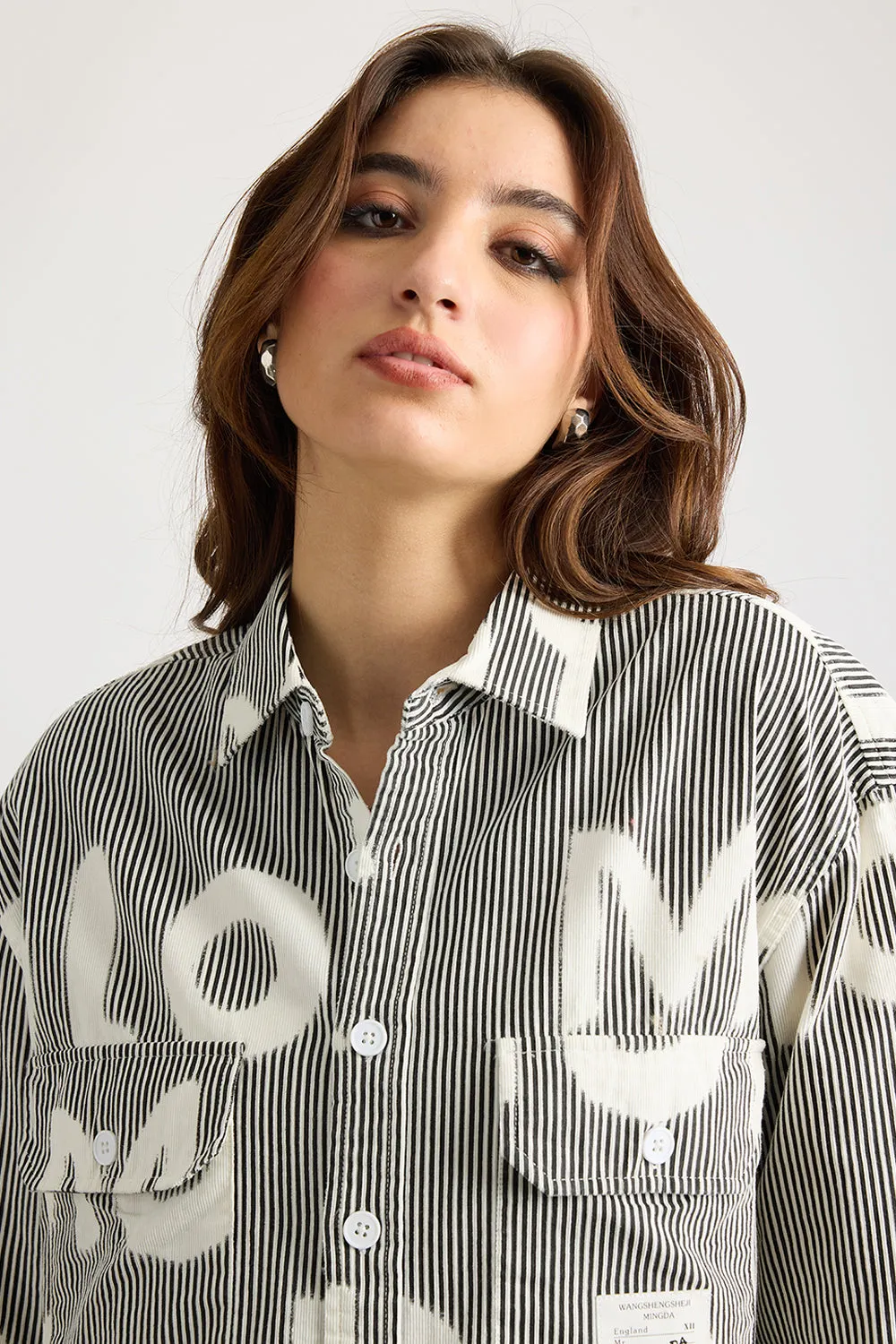 Grey Striped Graffiti Shirt