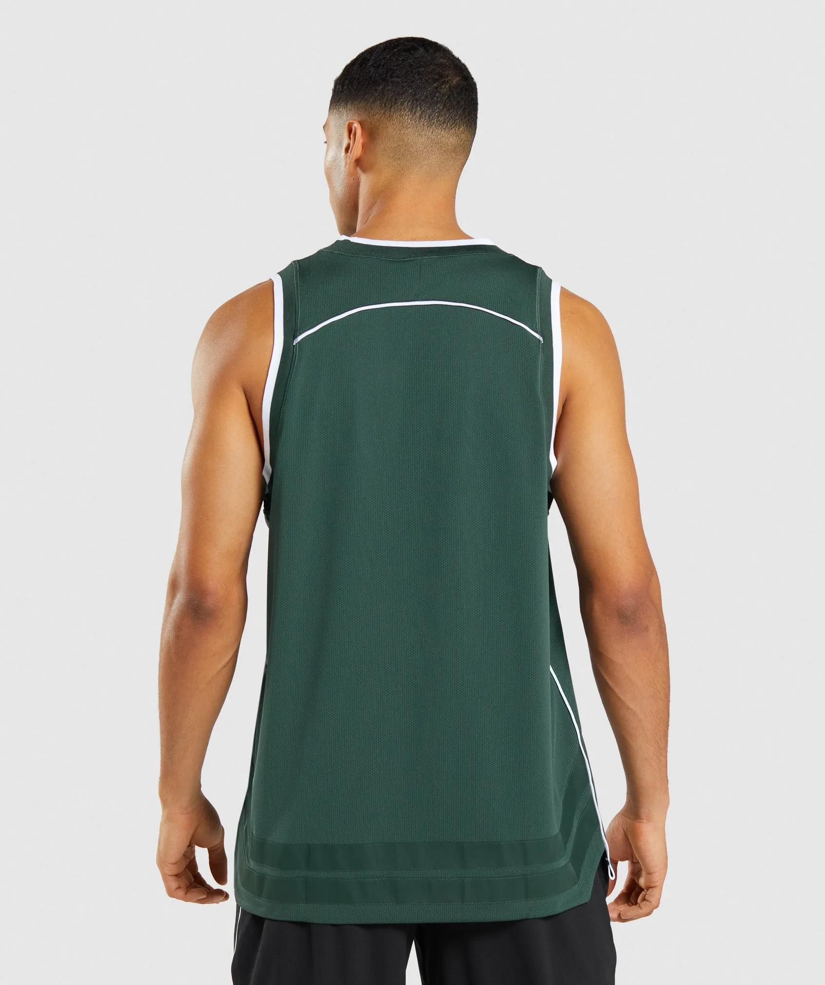 Gymshark Recess Basketball Tank - Obsidian Green/White