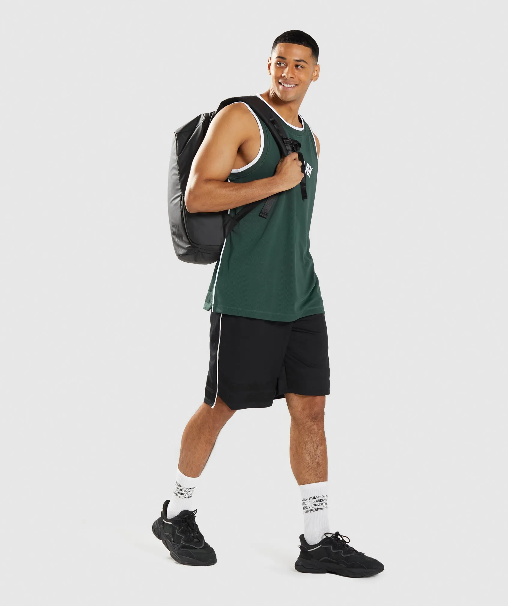 Gymshark Recess Basketball Tank - Obsidian Green/White