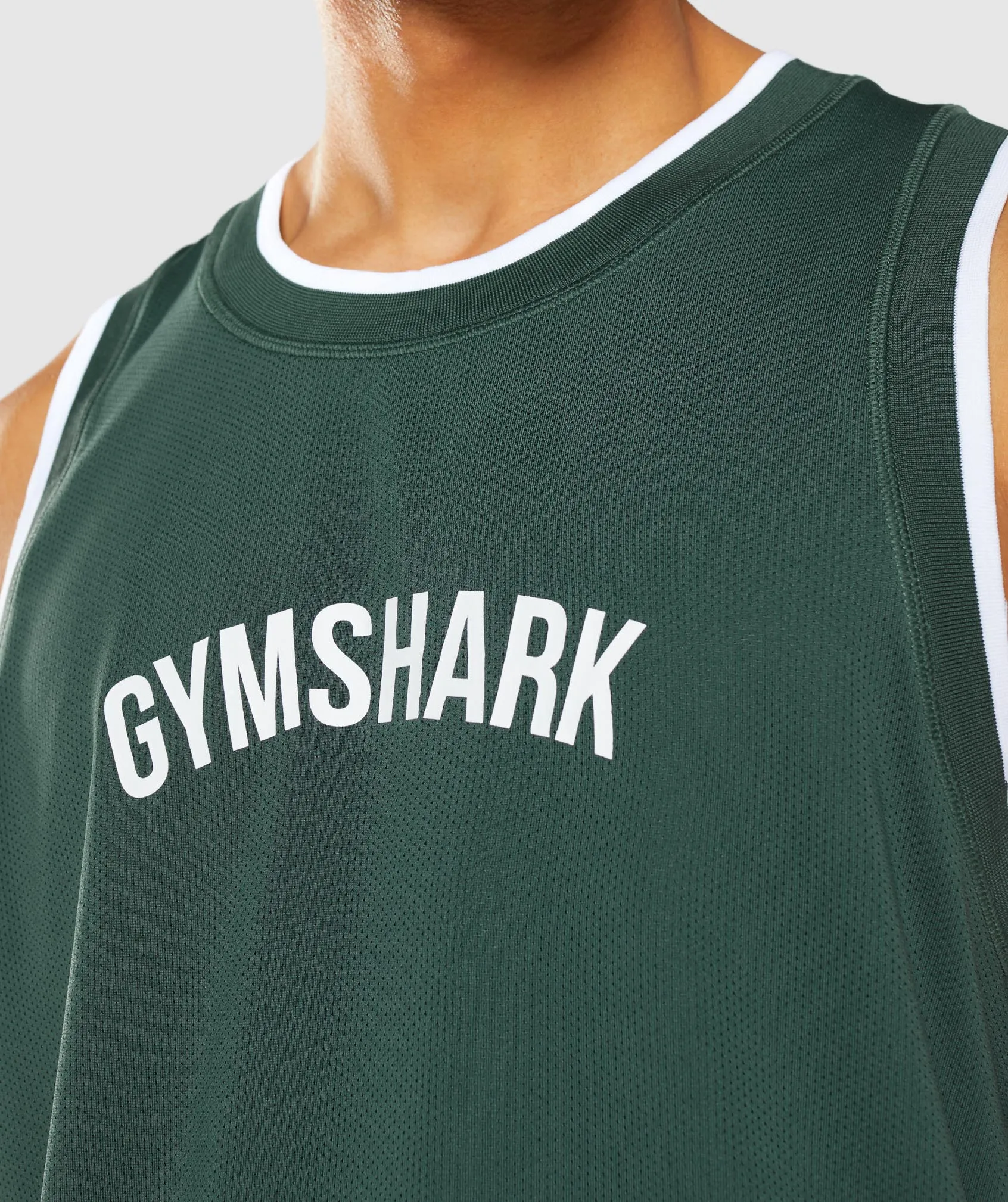 Gymshark Recess Basketball Tank - Obsidian Green/White