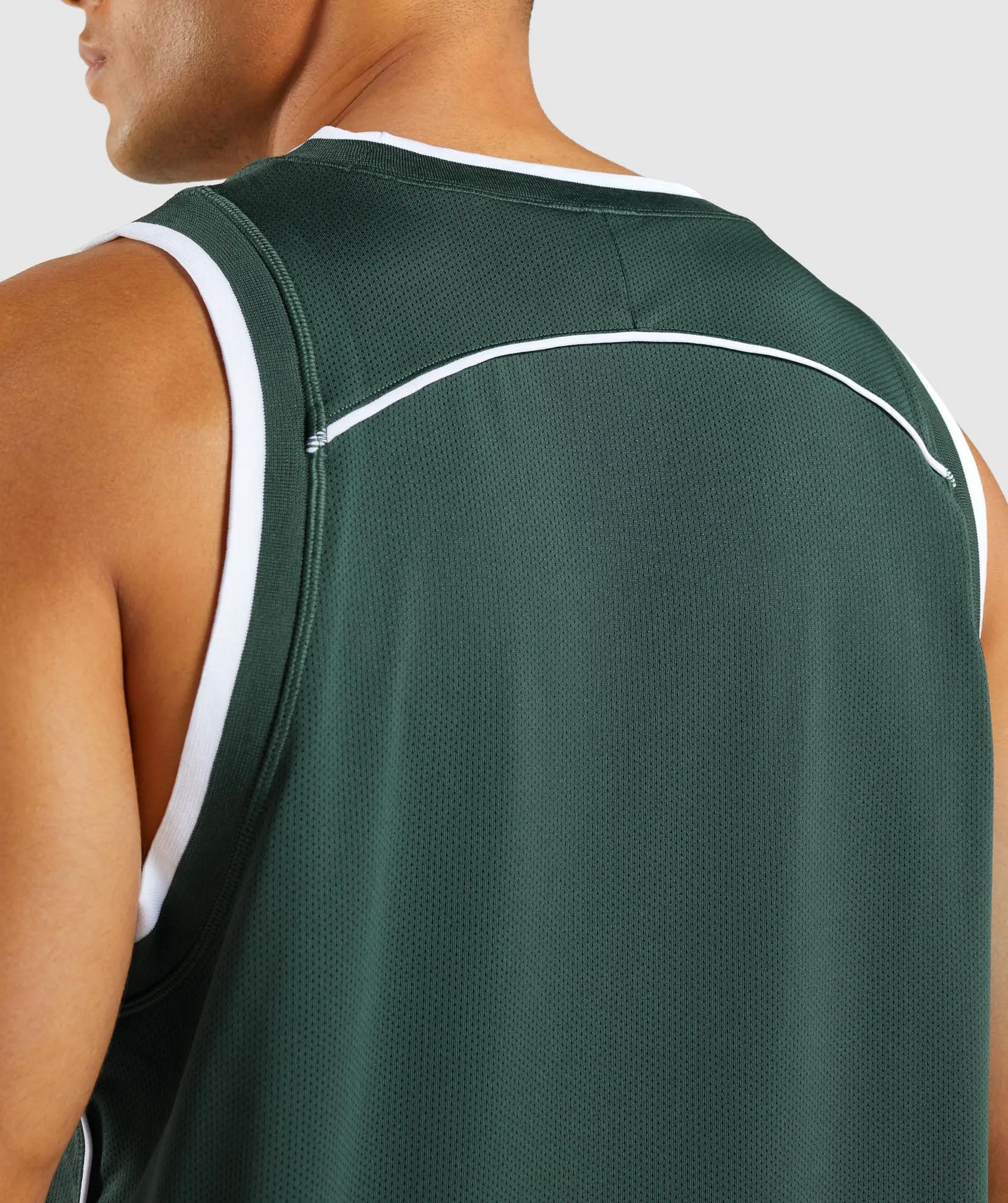 Gymshark Recess Basketball Tank - Obsidian Green/White