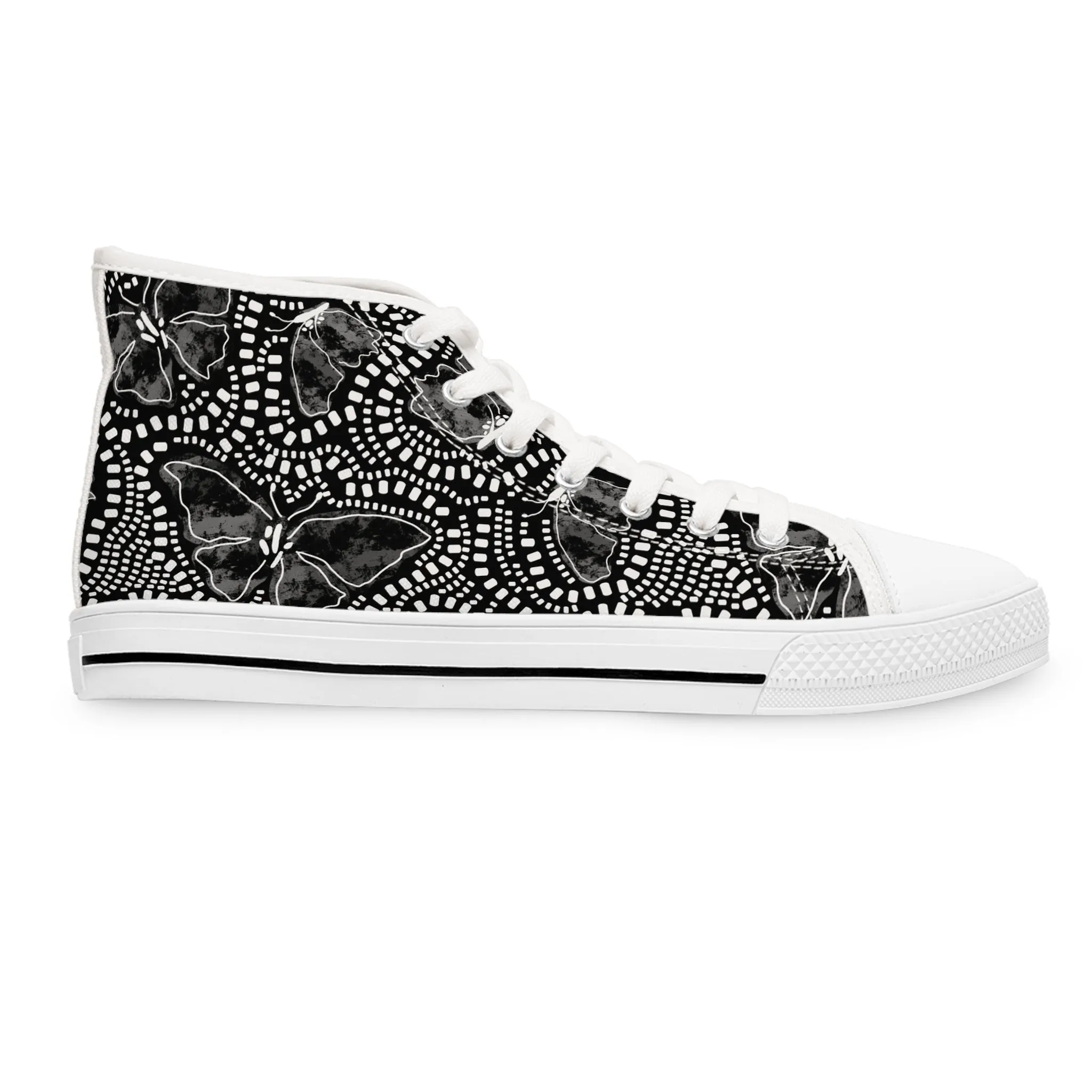 Hand Drawn Embroidery Butterfly Women's High Top Sneakers