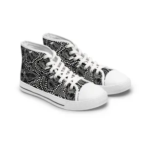 Hand Drawn Embroidery Butterfly Women's High Top Sneakers