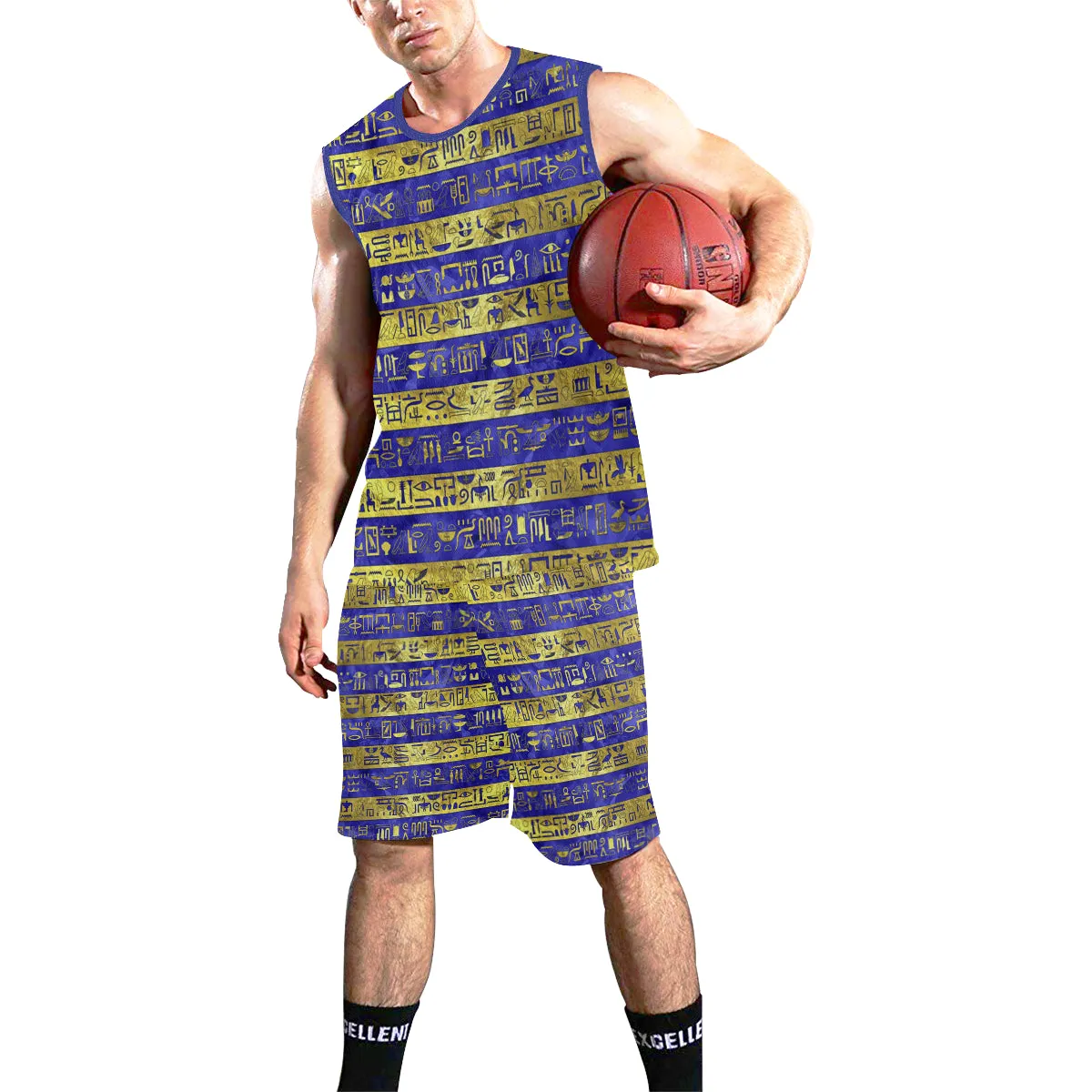 HIEROGLYPH GOLDEN BLUE Basketball Uniform