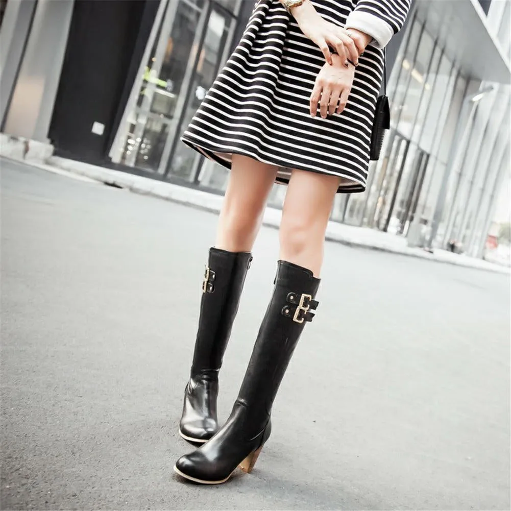 high heels buckles winter knee-high Boots