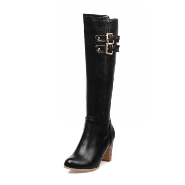 high heels buckles winter knee-high Boots