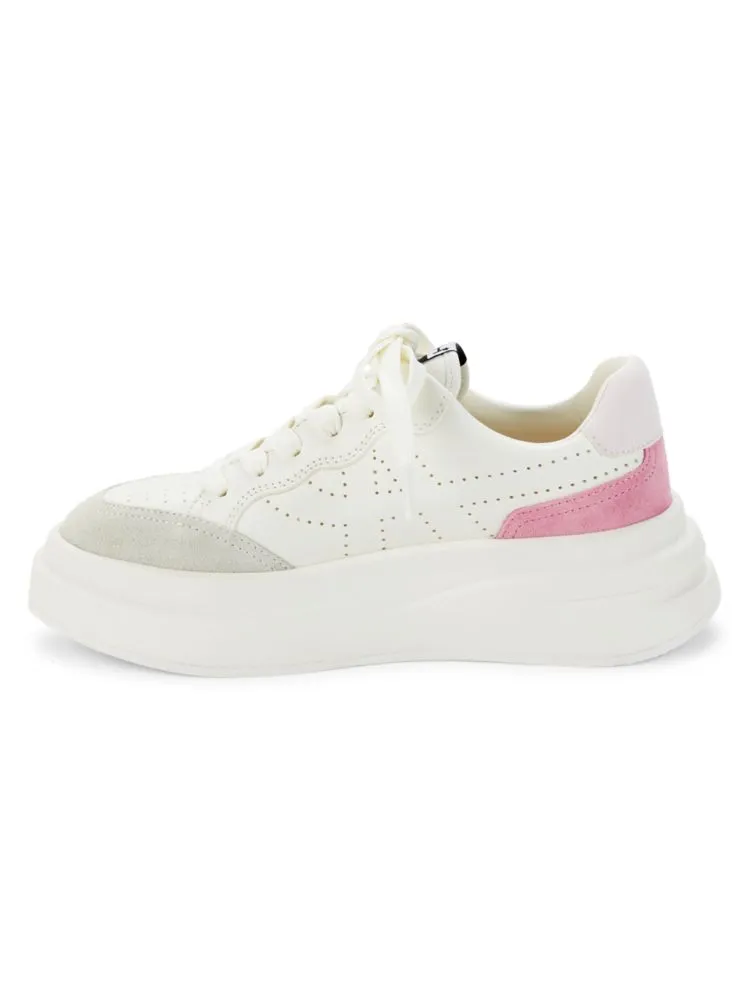 Improv Ash Color Block Leather Suede Platform Sneaker in White Rose