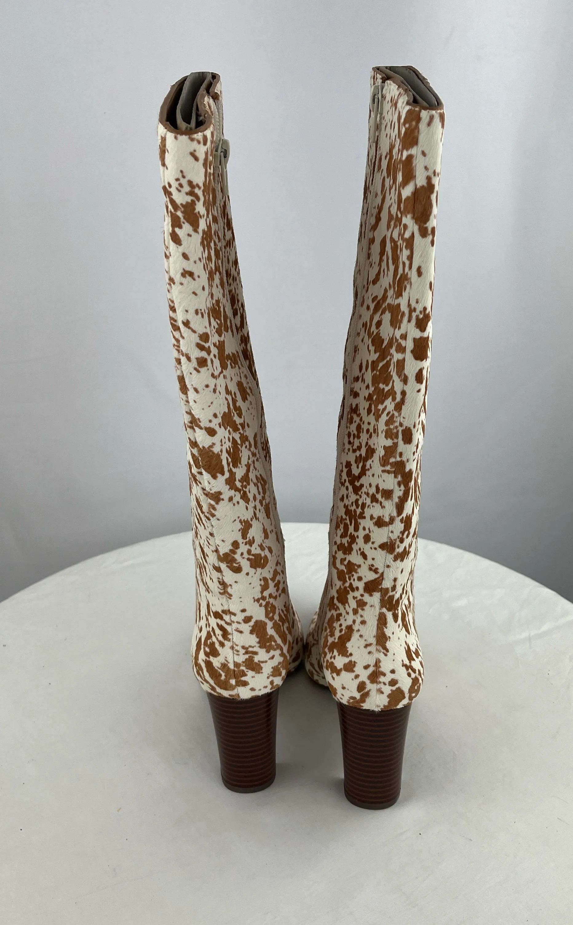 INC Women's Western Knee-High Calf Hair Animal Print Boots Size 7M NIB