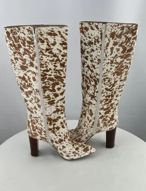 INC Women's Western Knee-High Calf Hair Animal Print Boots Size 7M NIB