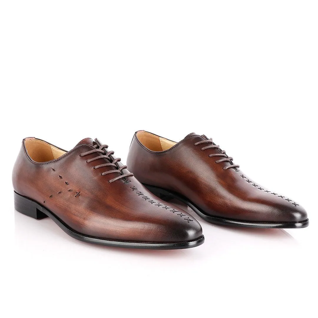 Jat Janer Plain Stiches Laceup Coffee Brogue Shoe