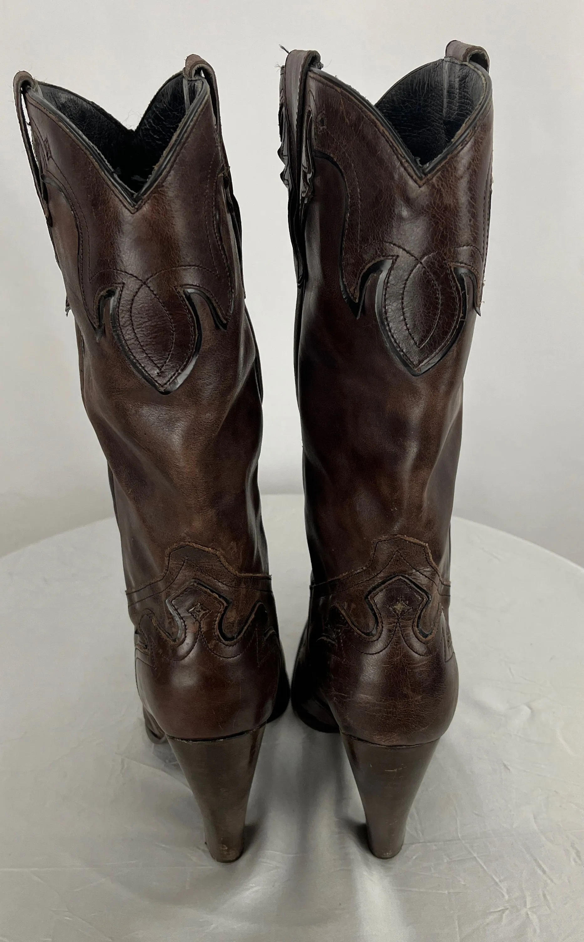 Justin Women's Brown Distressed Leather High Heel Western Cowboy Boots Size 9B