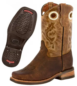 Kids Toddler Western Cowboy Boots Pull On Square Toe Chedron - #146