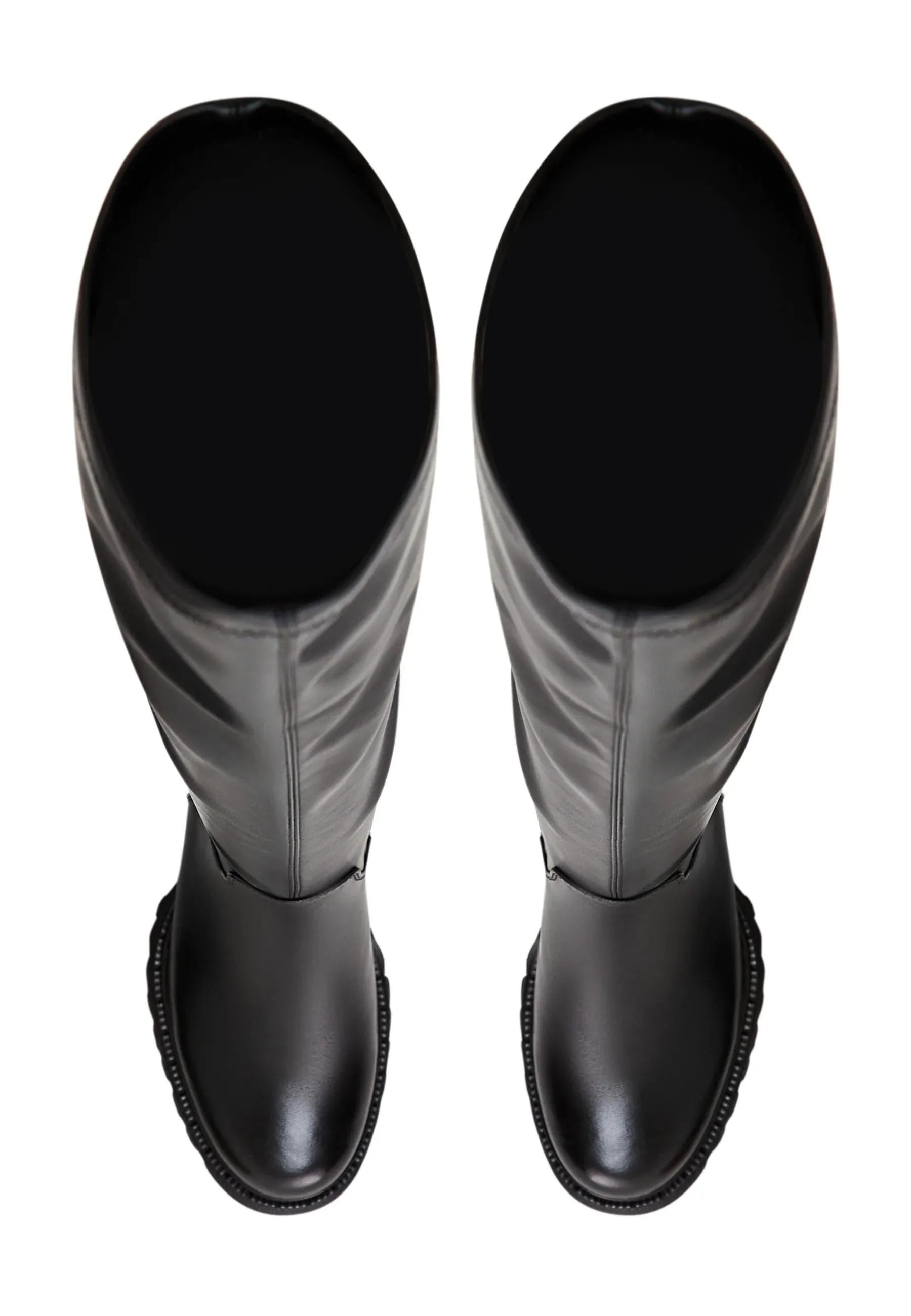 Knee High Boots With Block Heel - Black