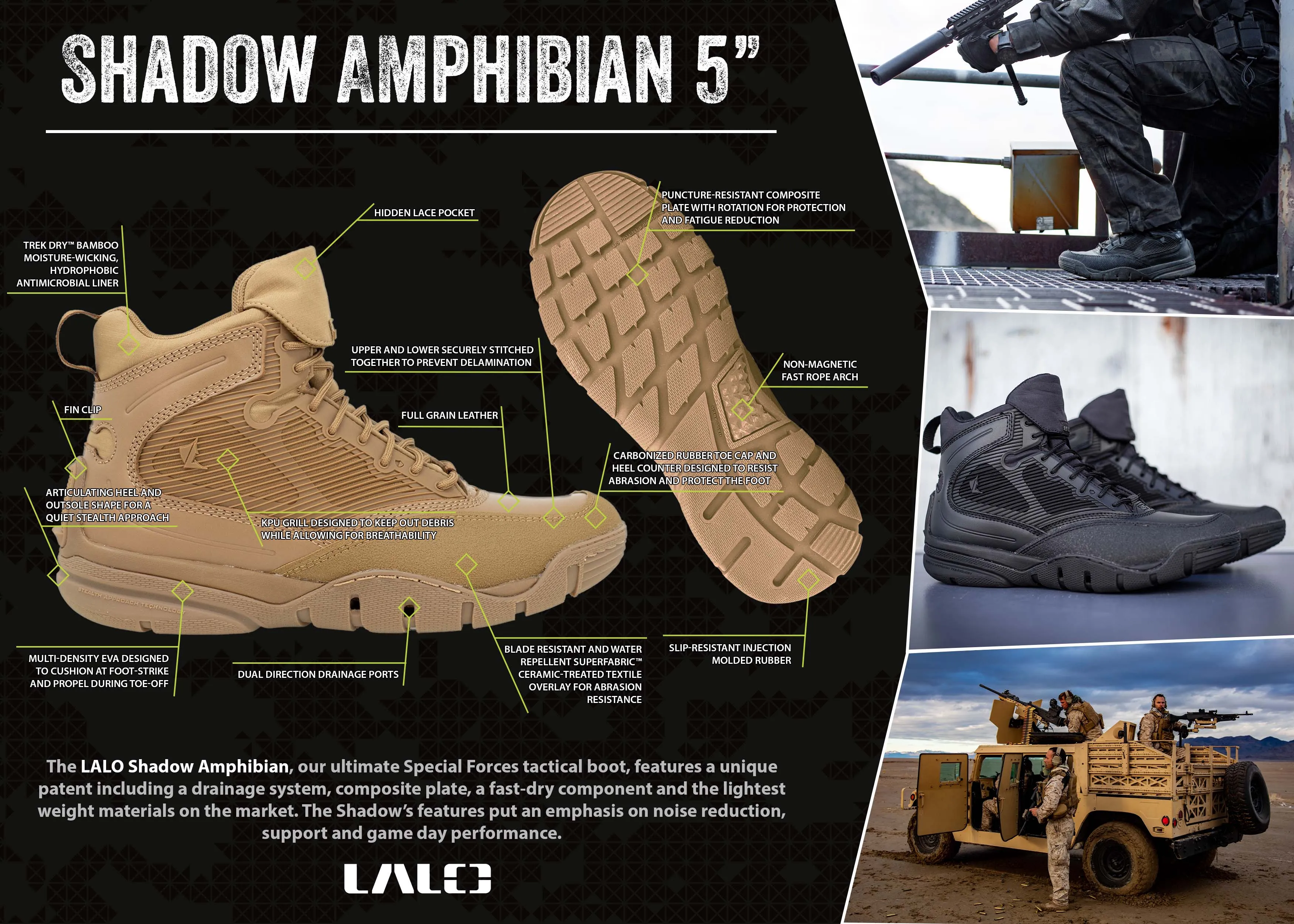 LALO SHADOW AMPHIBIAN 5" Boots Black - 1ML001