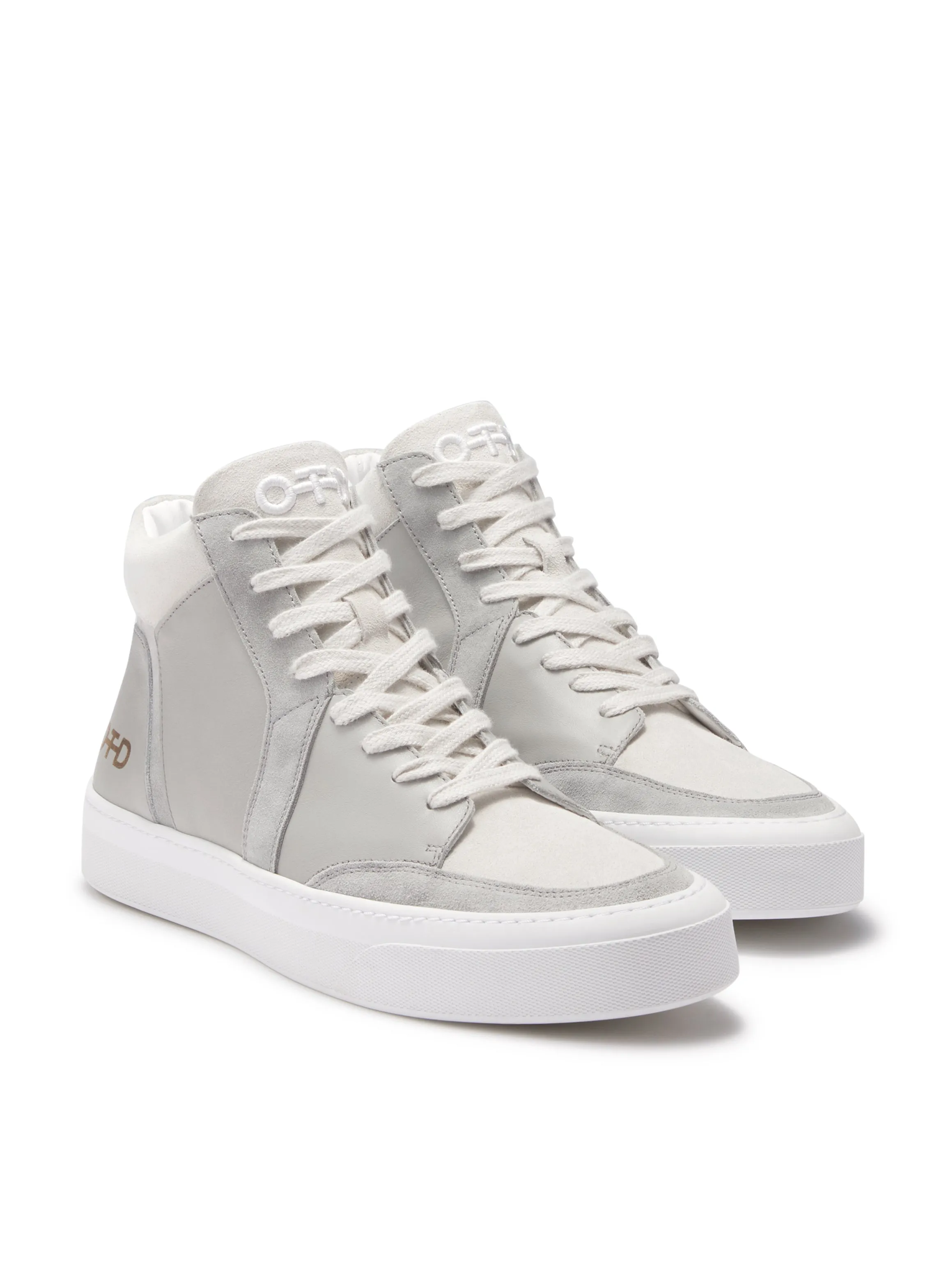 Leather Mid Top Sneaker (Light Grey)