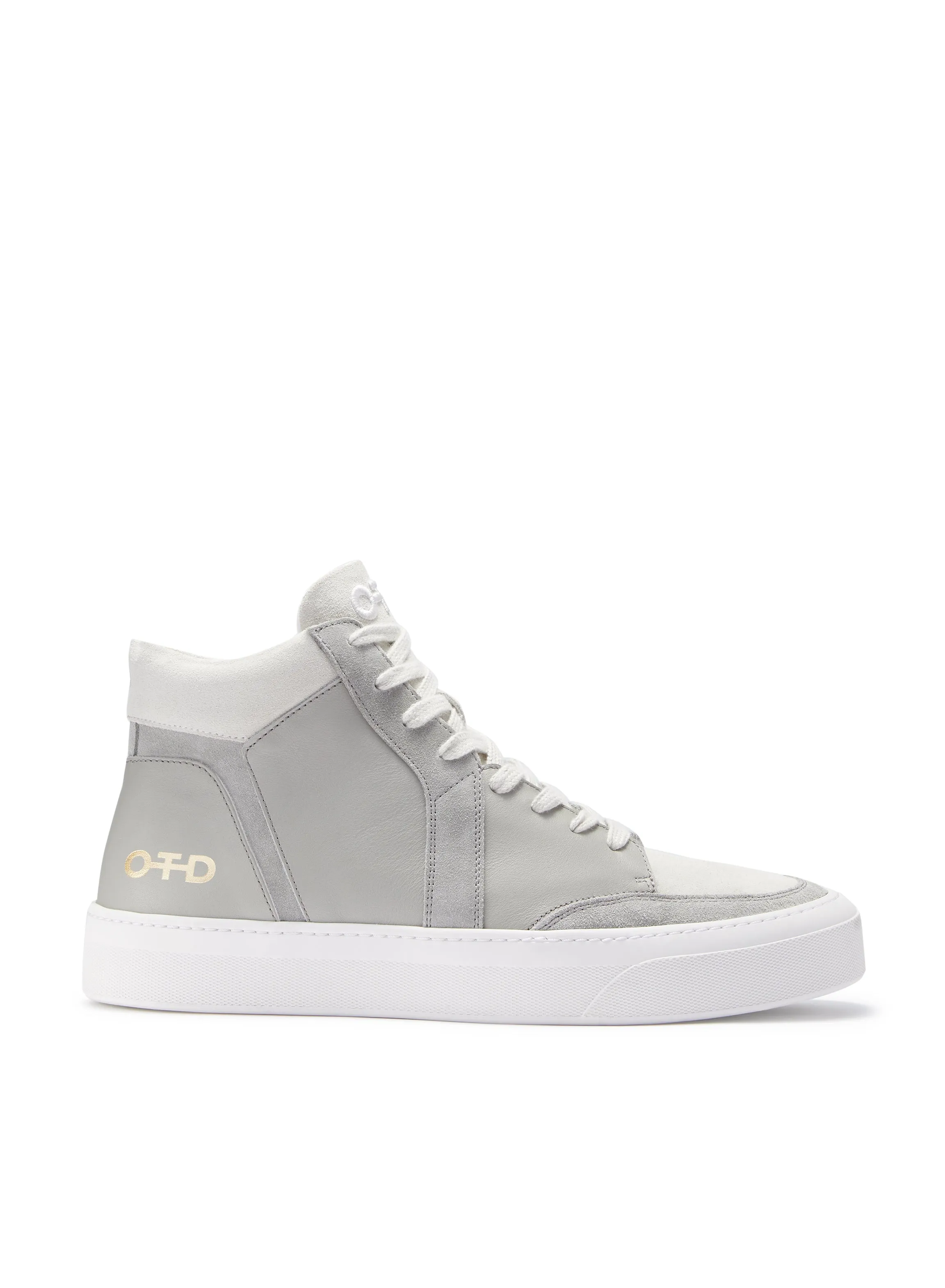 Leather Mid Top Sneaker (Light Grey)