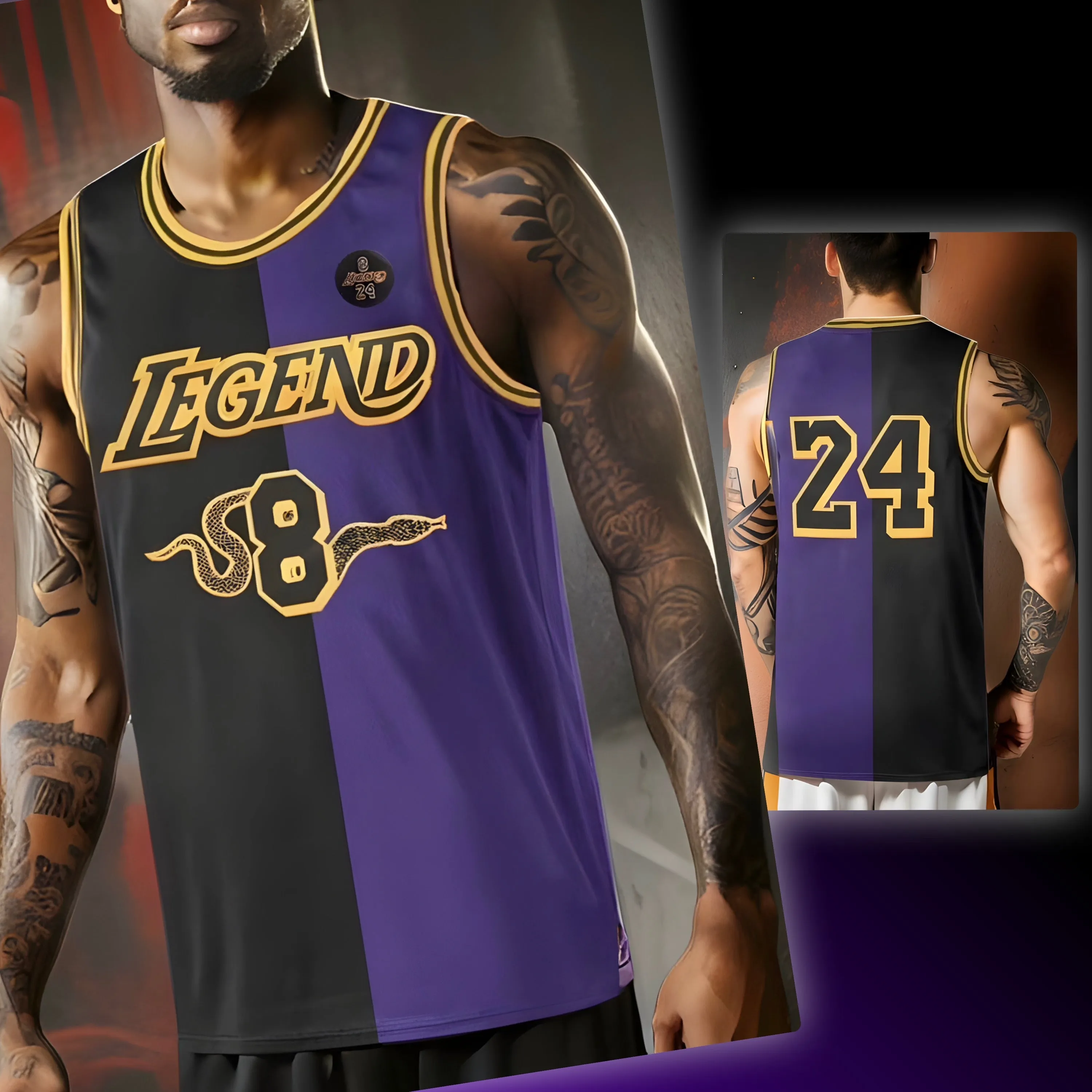 *LEGEND 24/8* Two Tone Basketball Jerseys (Stitched Logos & Numbers)