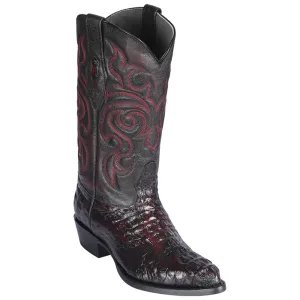 Los Altos Boots Mens #990218 J Toe | Genuine Caiman Hornack Boots | Color Black Cherry