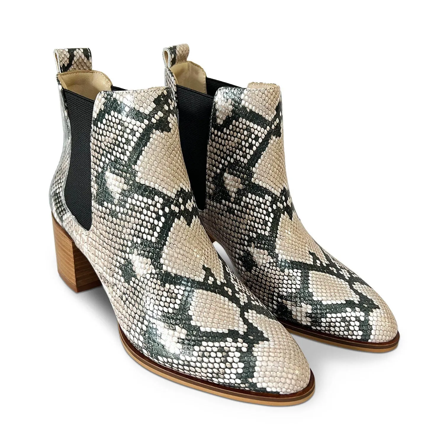 Melissa Chelsea Boot in Natural Snake Leather