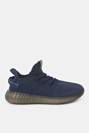 Men Blue Translucent Outsole Trainer