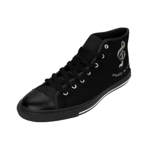 Men's Black Music Is Life High-top Sneakers