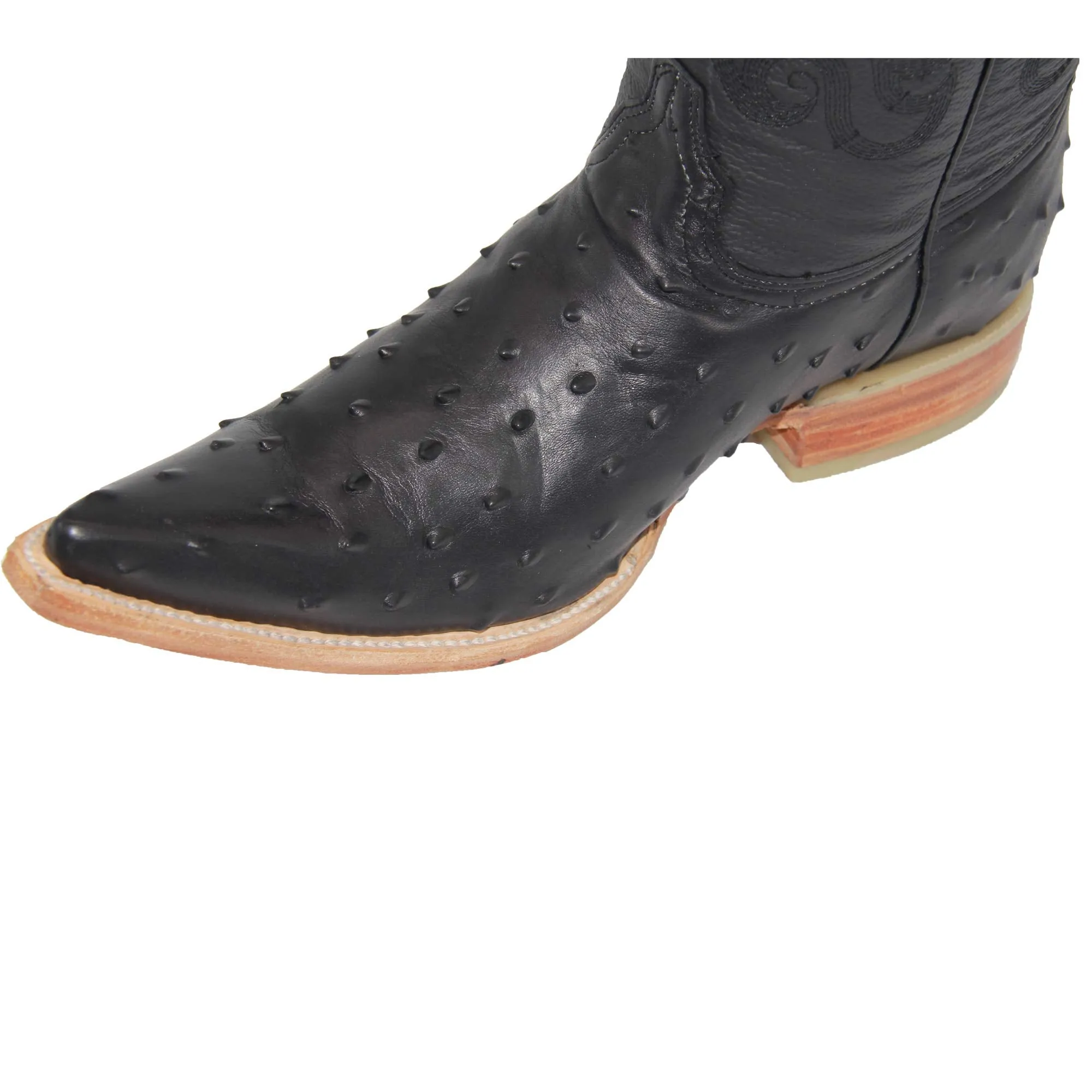 Men's Snip Toe Chihuahua Ostrich Print Cowboy Boot