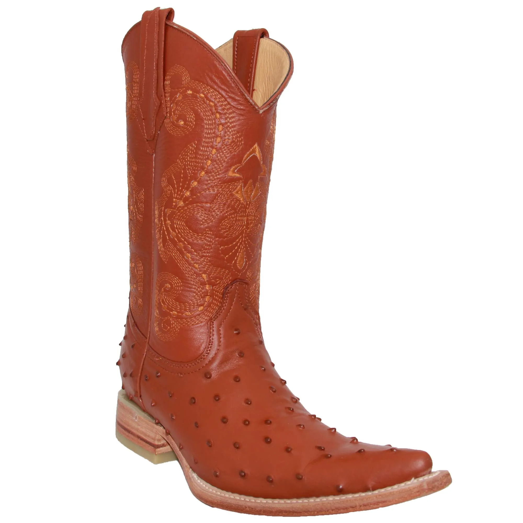 Men's Snip Toe Chihuahua Ostrich Print Cowboy Boot