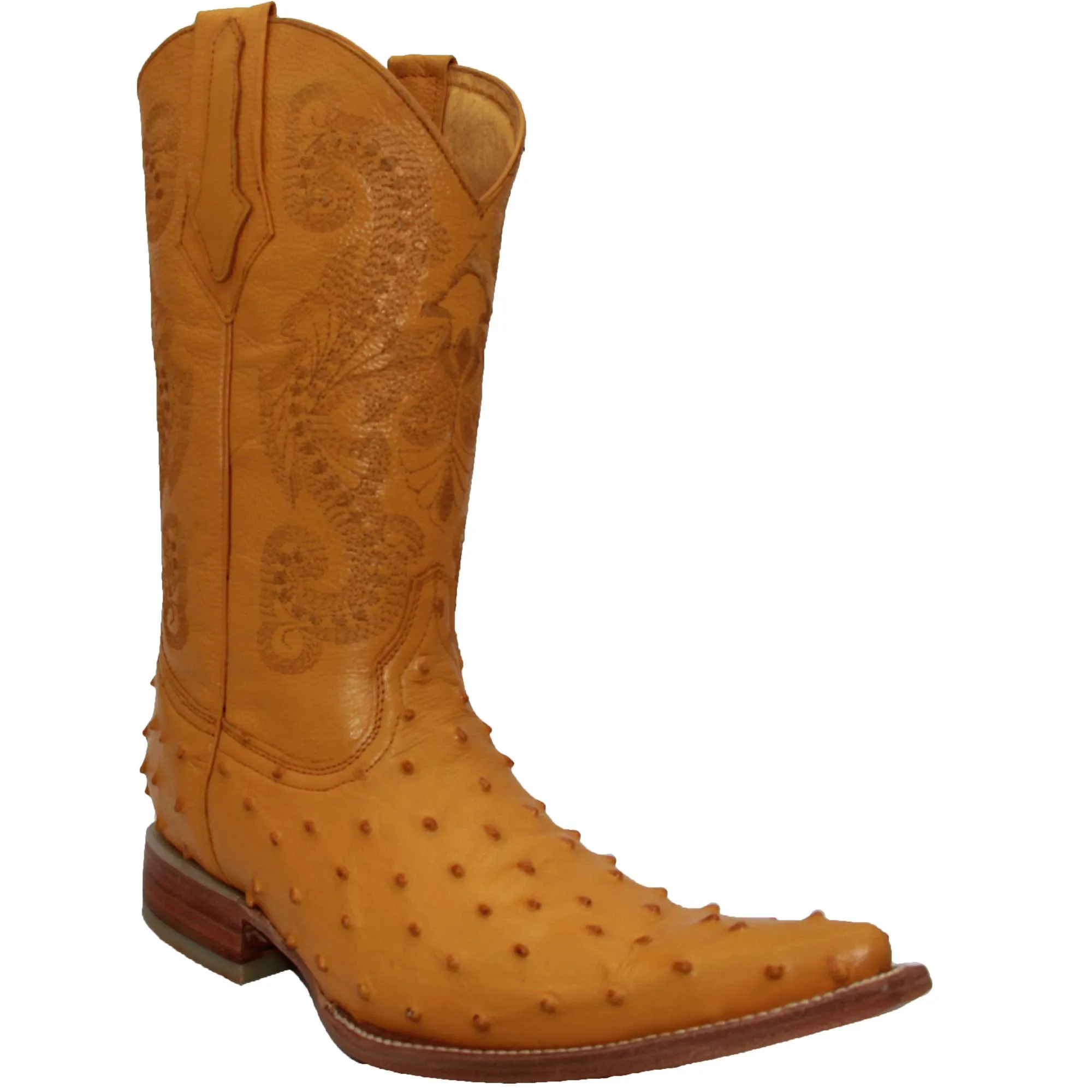 Men's Snip Toe Chihuahua Ostrich Print Cowboy Boot