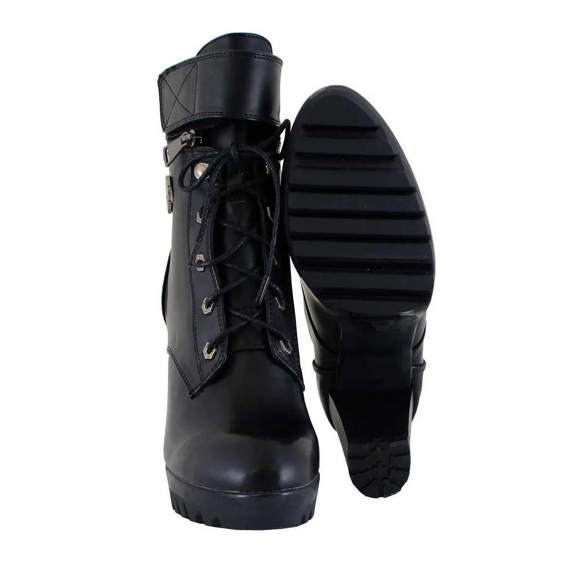 Milwaukee Leather MBL9425 Women's Black Lace-Up Fashion Boots with