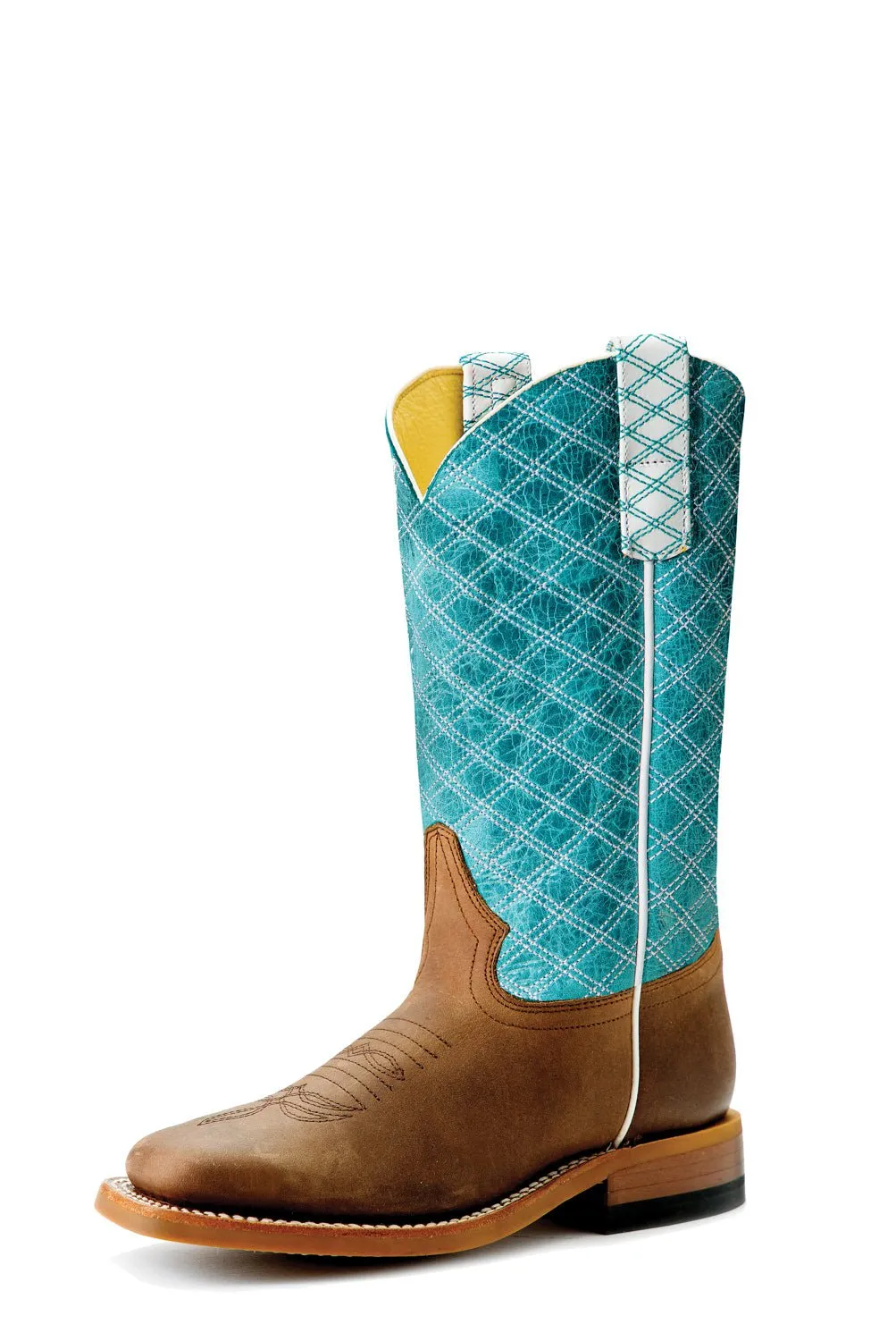 Miss Macie Bean Kids Girls Turquoise Leather Barking Iron Fashion Boots 1 M