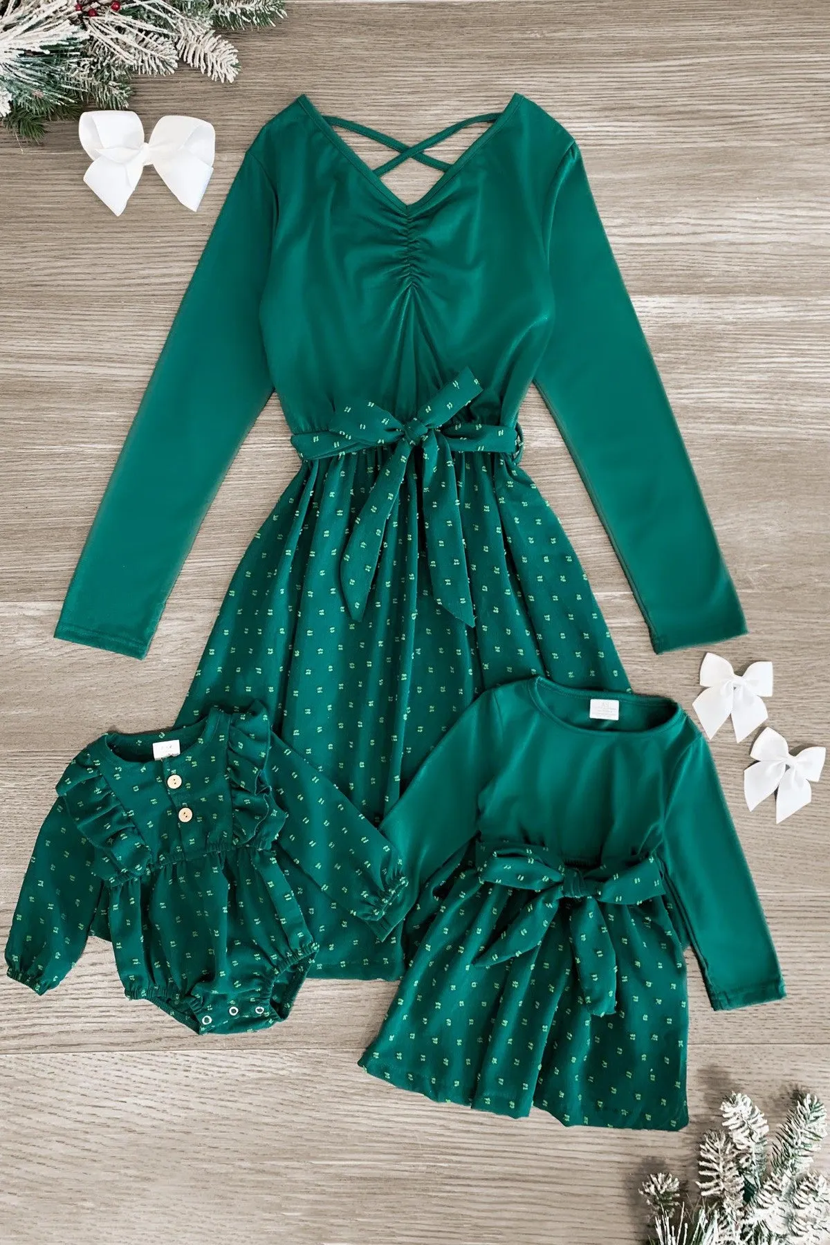 Mom & Me - Green Swiss Dot Dress