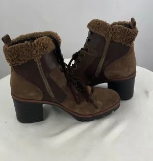 Naturalizer Women's Brown/Tan Val Suede Heeled Winter Booties Size 9M