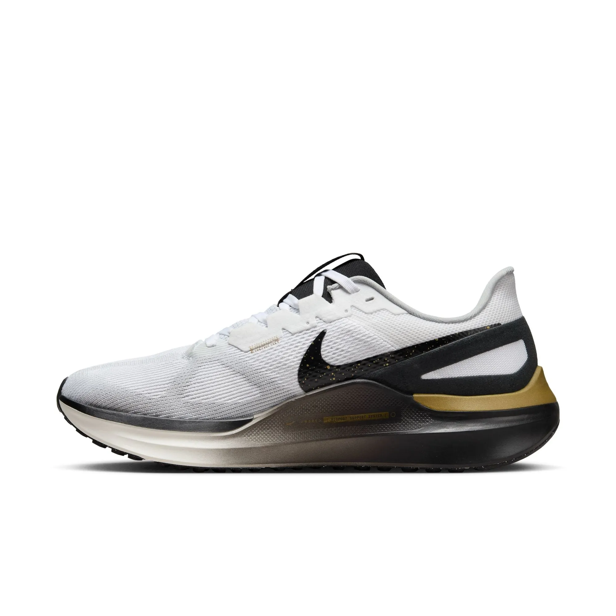 Nike Men's Air Zoom Structure 25 Running Shoes White / Metallic Gold / Light Smoke Grey / Black