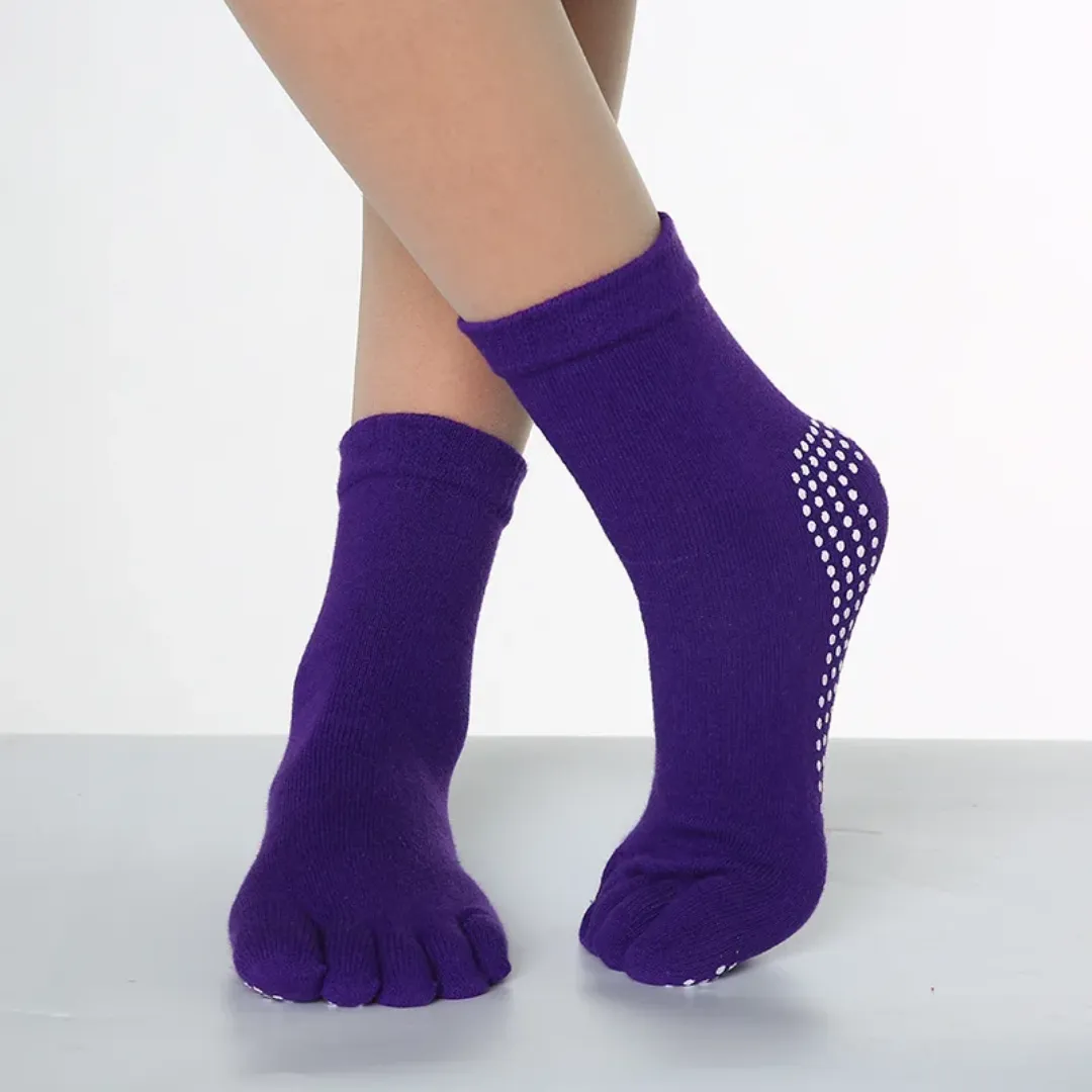 Non-Slip Five-Toed Yoga Socks for Women - Breathable & Colorful (12 Colors)