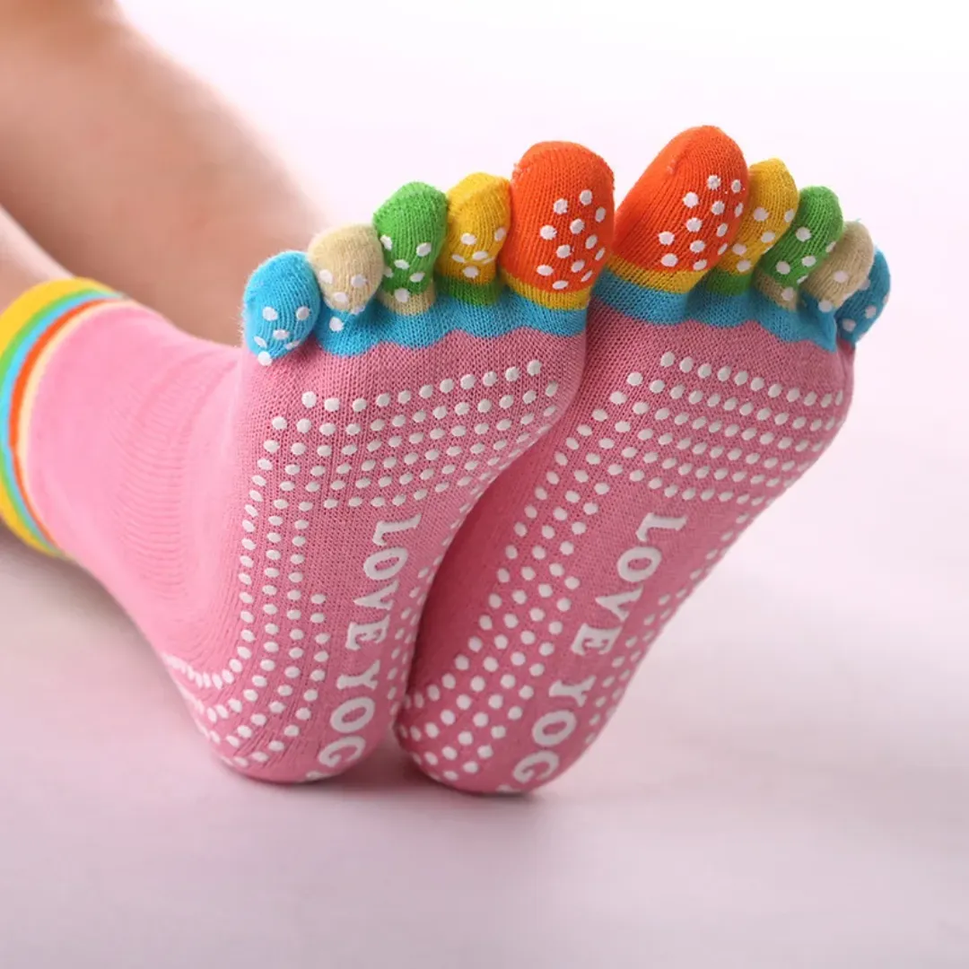 Non-Slip Five-Toed Yoga Socks for Women - Breathable & Colorful (12 Colors)