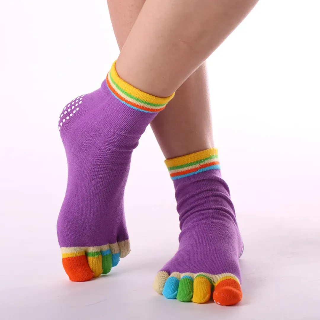 Non-Slip Five-Toed Yoga Socks for Women - Breathable & Colorful (12 Colors)