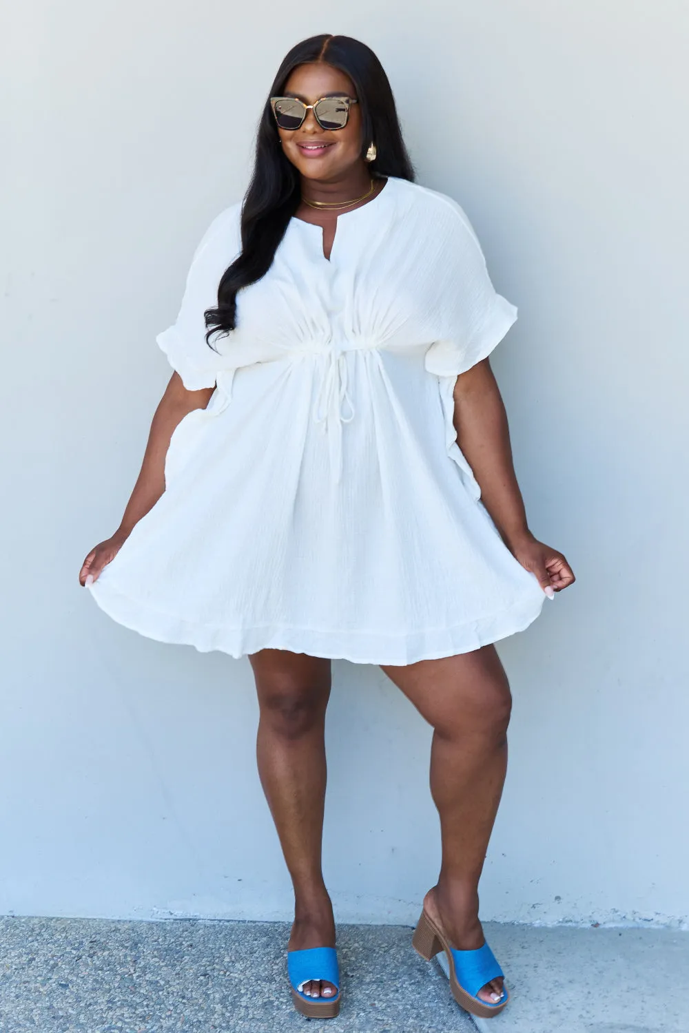 Out Of Time Ruffle Hem Dress in White