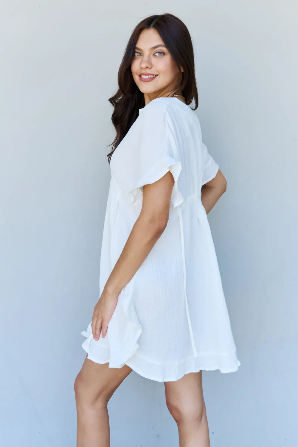 Out Of Time Ruffle Hem Dress in White