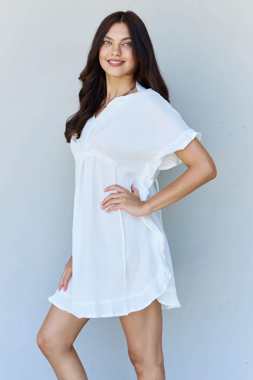 Out Of Time Ruffle Hem Dress in White