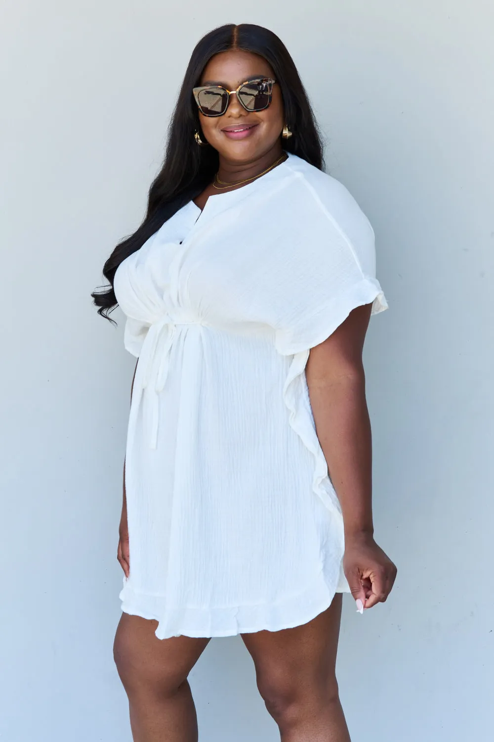 Out Of Time Ruffle Hem Dress in White