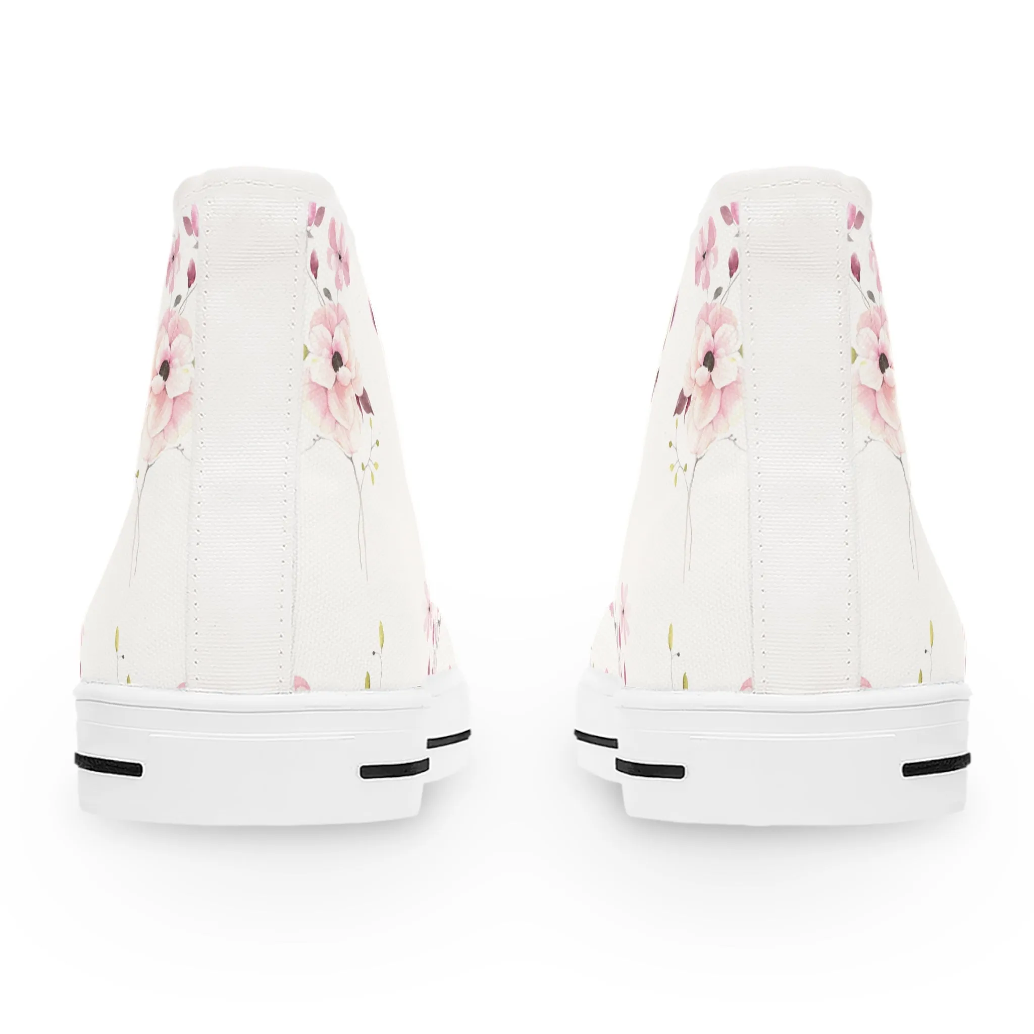 Pink Flower Bird Women's High Top Sneakers