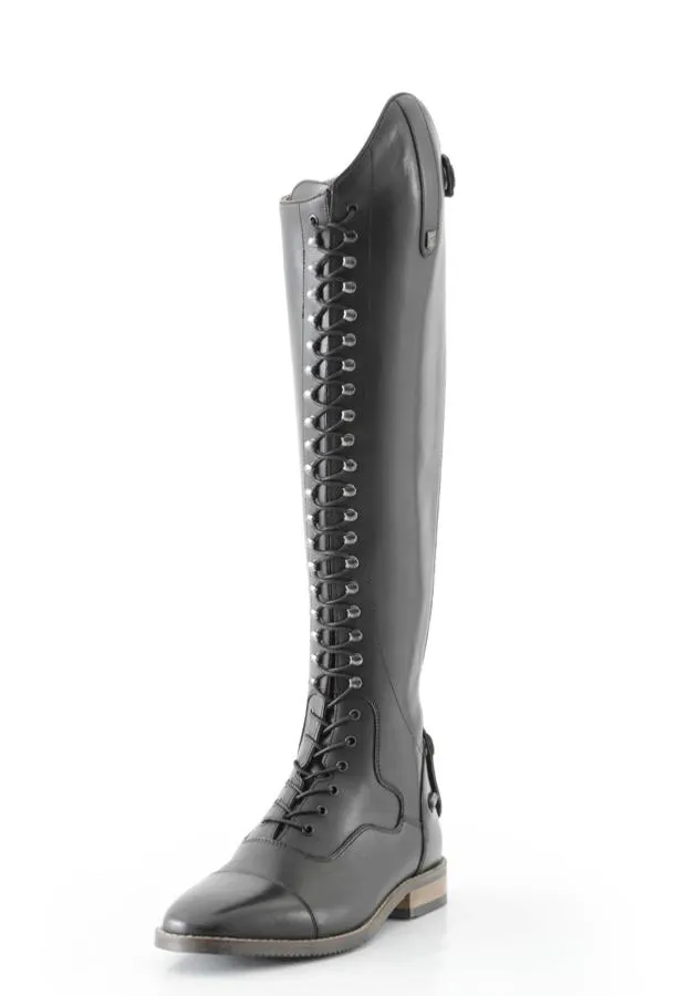 Premier Equine Maurizia Ladies Lace Front Tall Leather Riding Boots - Black