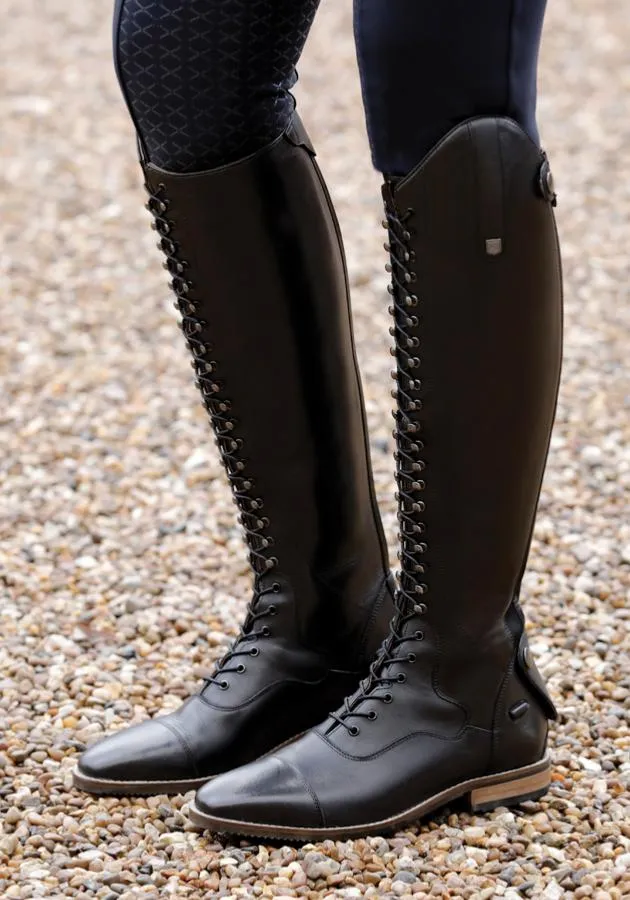 Premier Equine Maurizia Ladies Lace Front Tall Leather Riding Boots - Black