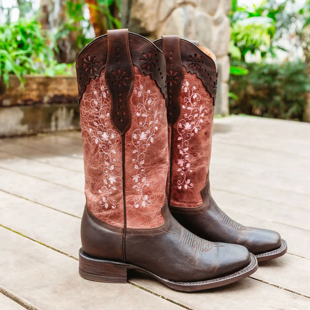 Pretty in Pink Womens Embroidered Cowgirl Boots by Soto Boots M4004